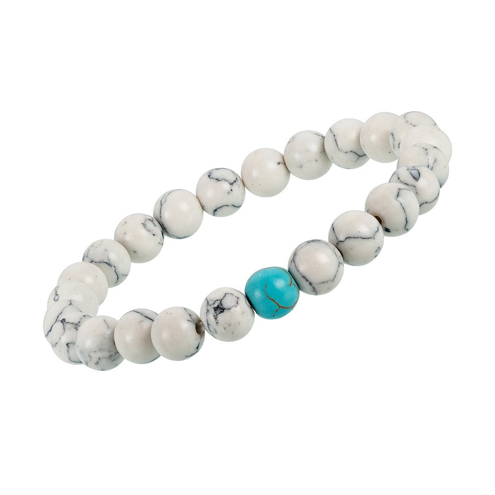 White Turquoise Handmade Beaded Yoga Wristband Bracelet