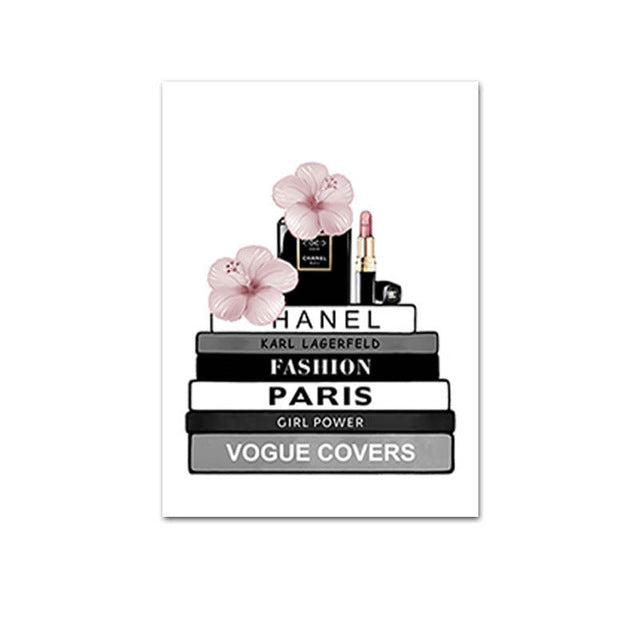 Perfume bottle peony canvas painting