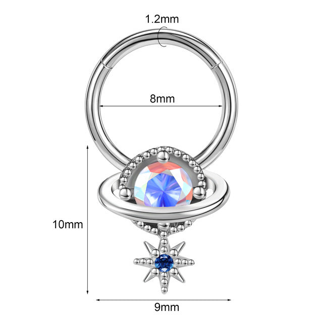 Closed Ring Star Ball Pendant Nose Ring Personality Piercing Jewelry