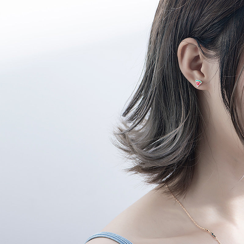 Watermelon Cute Asymmetric Fruit Earrings