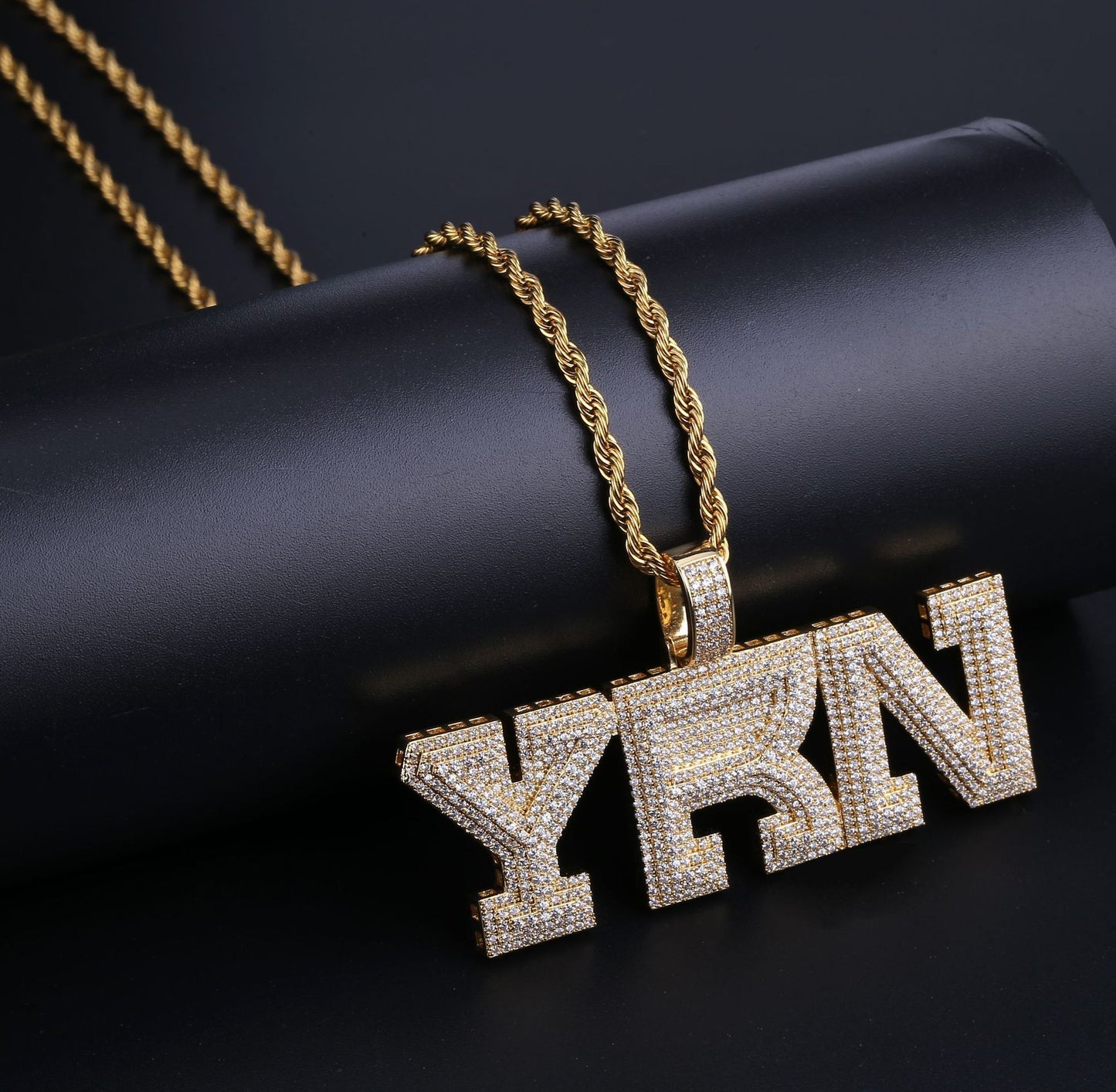 YRN Letter Men Fashion Brands Pendant Zircon Necklace Ornament