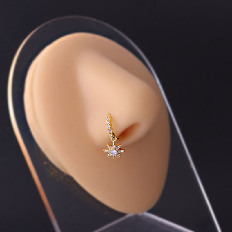 Moon Love Flower Cross Zircon Pendant Nose Ring