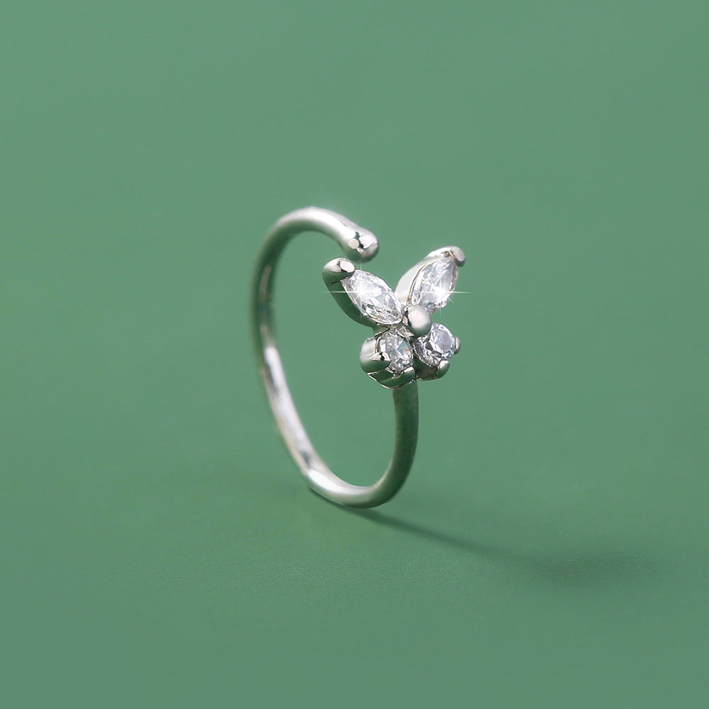 Simple micro diamond nose ring zircon geometric piercing nose clip small exquisite accessories female