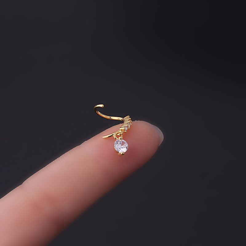 New Popular Water Drop Zircon Pendant Nose Ring