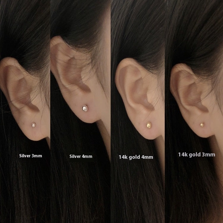 Sterling Silver Needle Mini 3-4mm Beanie Small Ear Studs