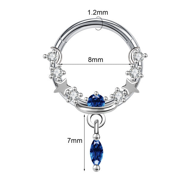 Closed Ring Star Ball Pendant Nose Ring Personality Piercing Jewelry