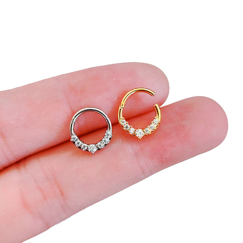 Women's Stainless Steel Dropper Zircon Nose Ring