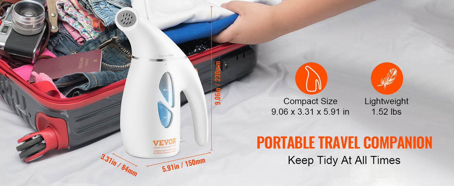 VEVOR Portable Handheld Fabric Steamer 900W Quick Heat Steamer for Clothes Wrinkle Remover Clothing Iron Garment Steam Cleaner